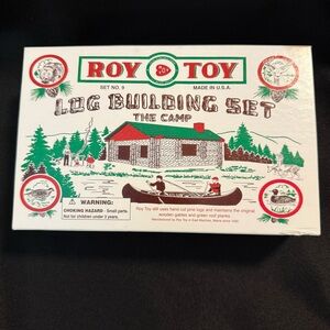 Vntg Roy Toy Log Building Set The Camp Complete Set No. 9 Wooden USA‎ Made
